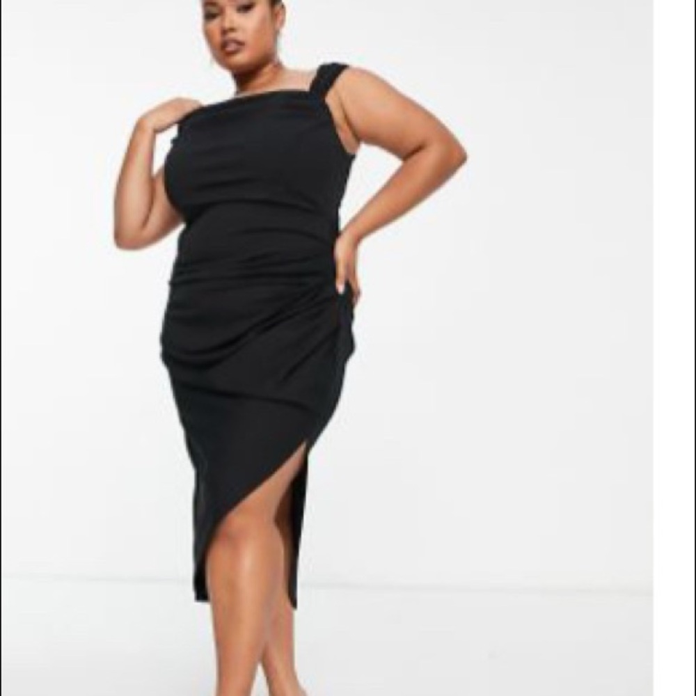 ASOS Cowl Neck Corset Midi Dress in Black
